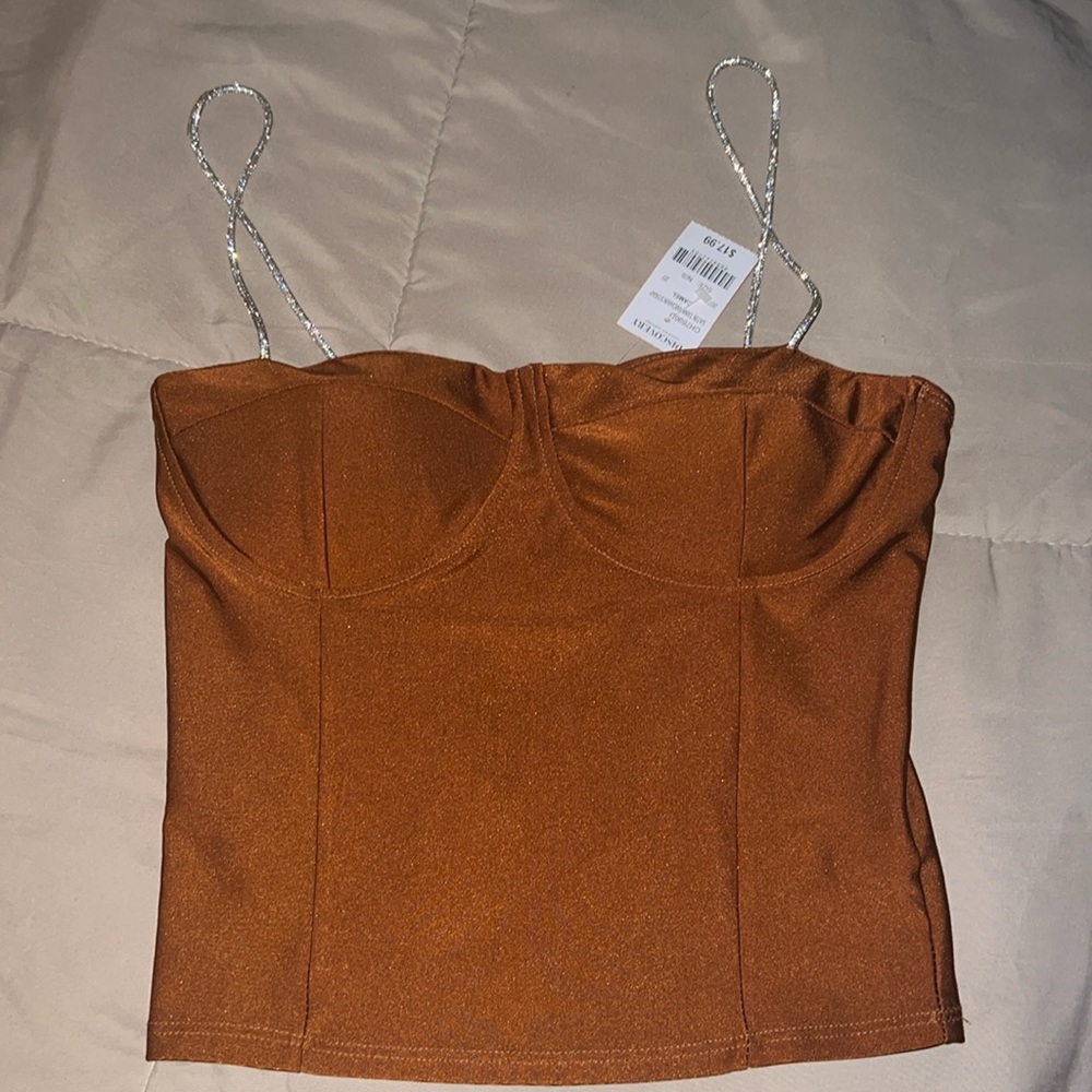 Satin Tank W/ Chain Strap 🧡